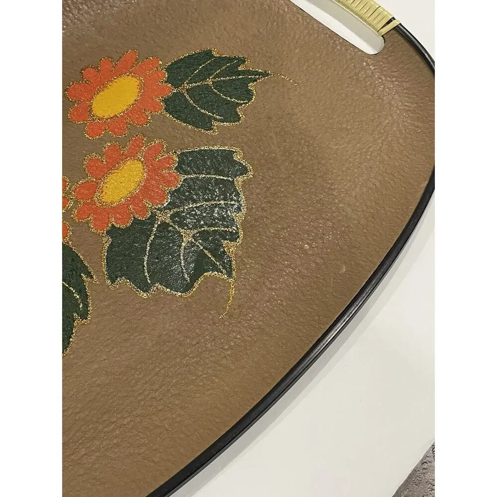 Vintage EVERBRIGHT LACQUERWARE Serving Tray Mid Century Modern Japan Flowers